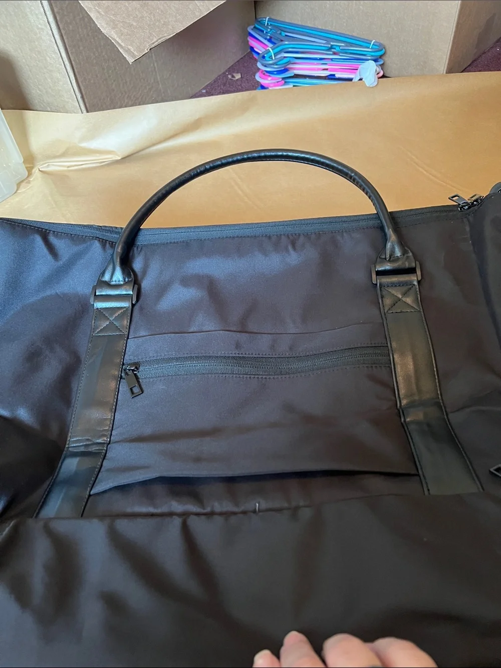 Men's Black Duffel Bag with Leather-Style Handles